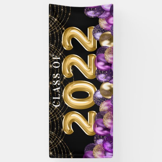 Glitterklasse goud en Paarse glitter van 2022 Afst Spandoek (Verticaal)