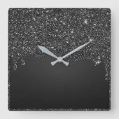 Glitterklok met zwarte druppel vierkante klok (Voorkant)
