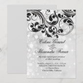 Glitterkrullen op nama metaalachtige bokeh zilver kaart (Voorkant / Achterkant)