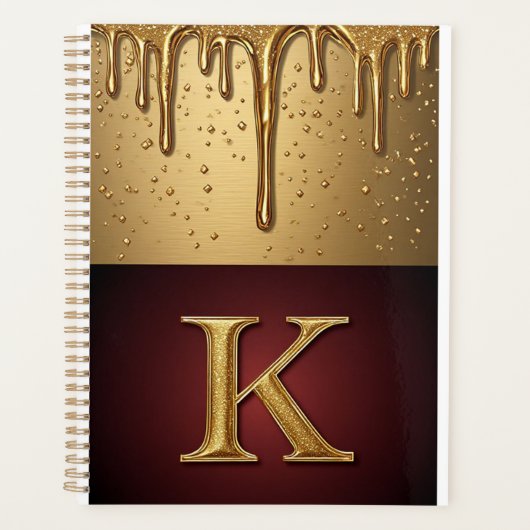 Glitterletter K-monogram met druipende vloeistof  Planner (Voorkant)