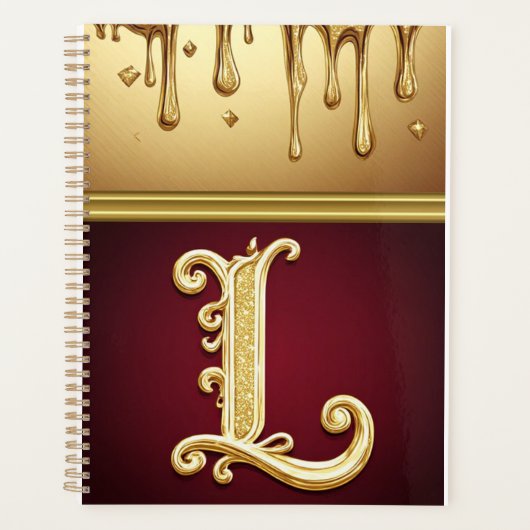 Glitterletter L-monogram met druipende vloeistof Planner (Voorkant)