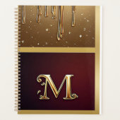 Glitterletter M-monogram met druipende vloeistof Planner (Voorkant)