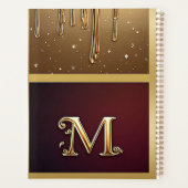 Glitterletter M-monogram met druipende vloeistof Planner (Achterkant)