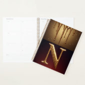 Glitterletter N Monogram Met Druipende Vloeistof Planner (Display)