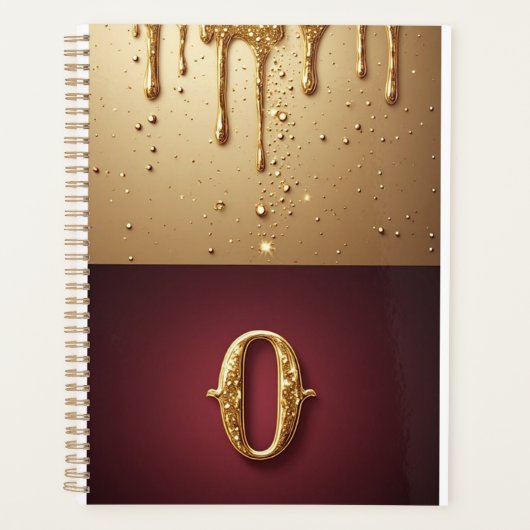 Glitterletter O-monogram met druipende vloeistof  Planner (Voorkant)