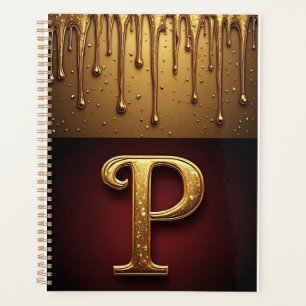 Glitterletter P Monogram Met Druipende Vloeistof Planner