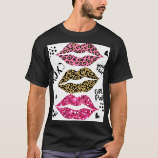 Glitterlippen: modieuze luipaardprint t-shirt