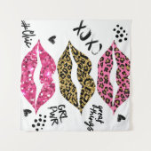 Glitterlippen: modieuze luipaardprint wandkleed (Voorkant (horizontaal))