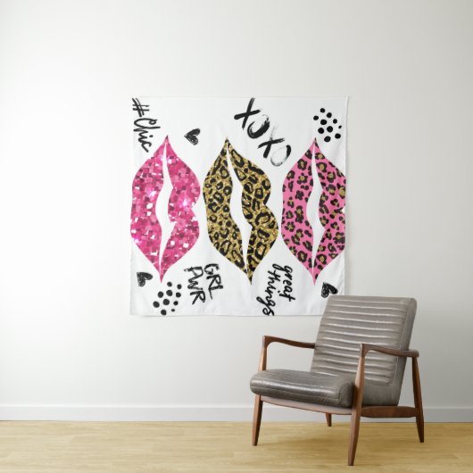 Glitterlippen: modieuze luipaardprint wandkleed (In Situ (horizontaal))