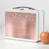 Glittermonogram geborsteld metaal Roos Gold Pink (In situ)