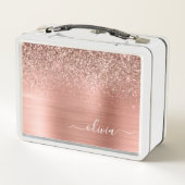 Glittermonogram geborsteld metaal Roos Gold Pink (Achterkant)