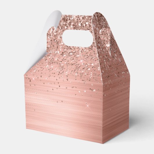 Glittermonogram geborsteld metaal Roos Gold Pink Bedankdoosjes (Achterkant)