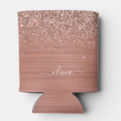 Glittermonogram geborsteld metaal Roos Gold Pink Blikjeskoeler (Achterkant)