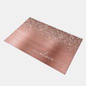 Glittermonogram geborsteld metaal Roos Gold Pink Deurmat (Schuin)