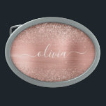 Glittermonogram geborsteld metaal Roos Gold Pink Gesp<br><div class="desc">Roos Gold - Blush Pink Faux Folie Metallic Sparkle Glitter Brushed Metal Monogram Name Belt Buckle. Dit maakt het perfecte afstuderen, zoete 16 16, 18, 21, 30, 40, 50, 60, 70, 80, 90, 100 jaar, bruiloft, vrijgezellenfeest, verjaardagsfeest, baby shower of bachelorette cadeau voor iemand die van glam luxe en stijlvolle...</div>