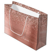 Glittermonogram geborsteld metaal Roos Gold Pink Groot Cadeauzakje (Voorkant Gekanteld)