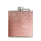 Glittermonogram geborsteld metaal Roos Gold Pink Heupfles (Achterkant)