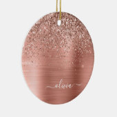 Glittermonogram geborsteld metaal Roos Gold Pink Keramisch Ornament (Rechts)