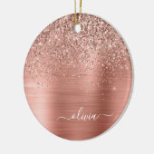 Glittermonogram geborsteld metaal Roos Gold Pink Keramisch Ornament (Links)