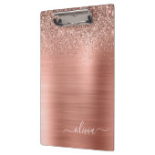 Glittermonogram geborsteld metaal Roos Gold Pink Klembord (Links)