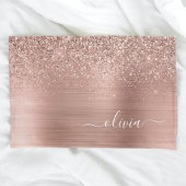 Glittermonogram geborsteld metaal Roos Gold Pink Kussensloop