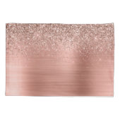 Glittermonogram geborsteld metaal Roos Gold Pink Kussensloop (Achterkant)