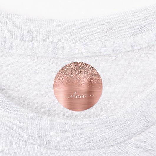Glittermonogram geborsteld metaal Roos Gold Pink Labels (Aangebracht)