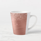 Glittermonogram geborsteld metaal Roos Gold Pink Latte Mok (Rechts)