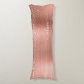 Glittermonogram geborsteld metaal Roos Gold Pink Lichaamskussen (Voorkant Verticaal)