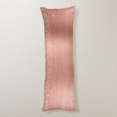 Glittermonogram geborsteld metaal Roos Gold Pink Lichaamskussen (Achterkant (Verticaal))