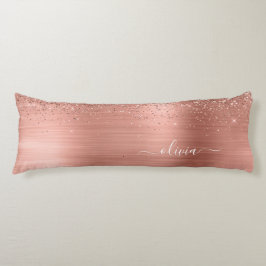 Glittermonogram geborsteld metaal Roos Gold Pink Lichaamskussen
