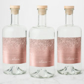 Glittermonogram geborsteld metaal Roos Gold Pink Likeurfles Etiket (Flessen)