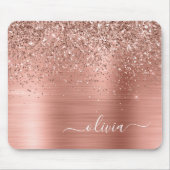 Glittermonogram geborsteld metaal Roos Gold Pink Muismat (Voorkant)
