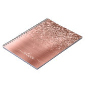 Glittermonogram geborsteld metaal Roos Gold Pink Notitieboek (Linkerzijde)