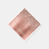 Glittermonogram geborsteld metaal Roos Gold Pink Servet (Hoek)