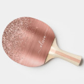 Glittermonogram geborsteld metaal Roos Gold Pink Tafeltennisbatje (Zijkant)