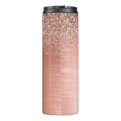 Glittermonogram geborsteld metaal Roos Gold Pink Thermosbeker (Achterkant)