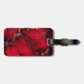 Glittermonogram rode zwarte druppels bagagelabel (Achterkant horizontaal)