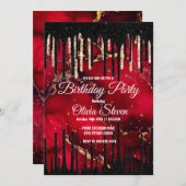 Glittermonogram rode zwarte druppels kaart (Voorkant / Achterkant)