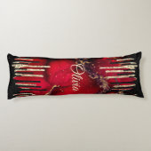 Glittermonogram rode zwarte druppels lichaamskussen (Achterkant)