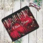 Glittermonogram rode zwarte druppels muismat