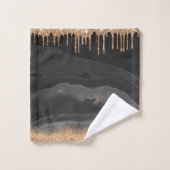 Glittermonogram voor Gold Driving Aangepast Metaal Bad Handdoek (Wasdoekje)