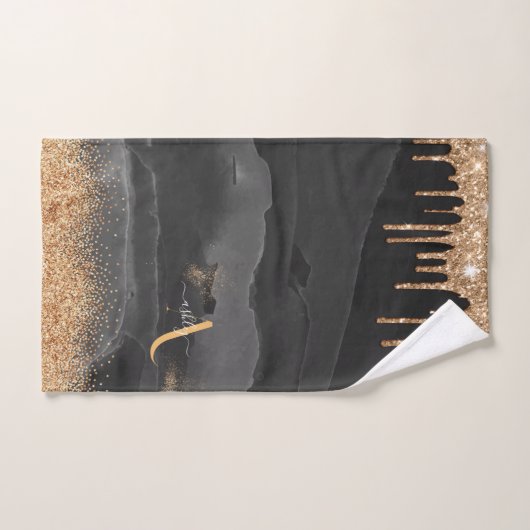 Glittermonogram voor Gold Driving Aangepast Metaal Bad Handdoek (Handdoek)