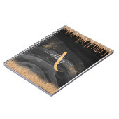 Glittermonogram voor Gold Driving Aangepast Metaal Notitieboek (Linkerzijde)