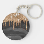 Glittermonogram voor Gold Driving Aangepast Metaal Sleutelhanger (Achterkant)