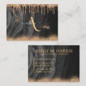 Glittermonogram voor Gold Driving Aangepast Metaal Visitekaartje (Voorkant / Achterkant)
