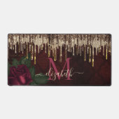 Glittermonogram voor rode bloemgoud bureaumat (Voorkant)