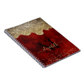 Glittermonogram voor roodbruiningen notitieboek (Rechterzijde)