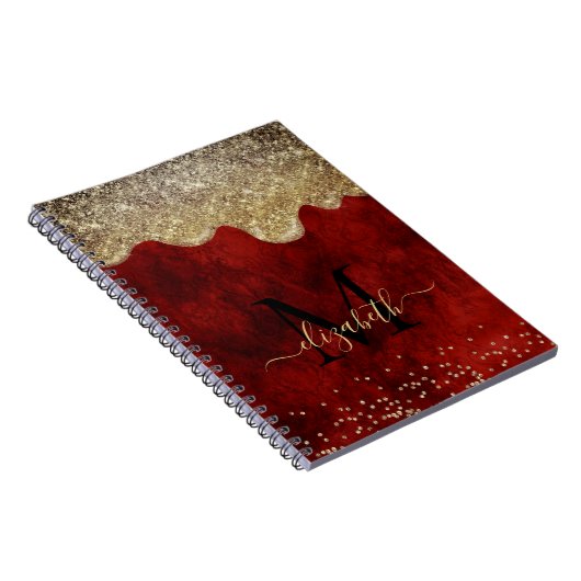 Glittermonogram voor roodbruiningen notitieboek (Rechterzijde)