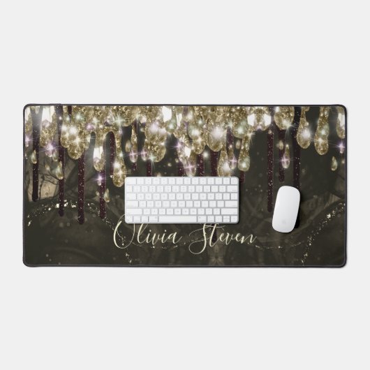 Glittermonogram voor zwart goud bureaumat (Keyboard & Muis)